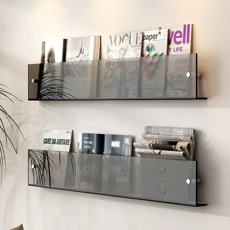 Wall Mounted PVC Shelves For Books And Magazines Storage Gray 50 cm NALANI