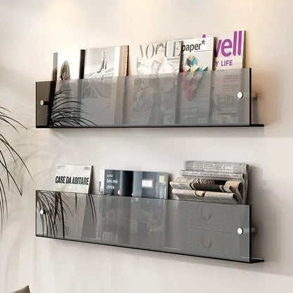 Wall Mounted PVC Shelves For Books And Magazines Storage Gray 50 cm NALANI