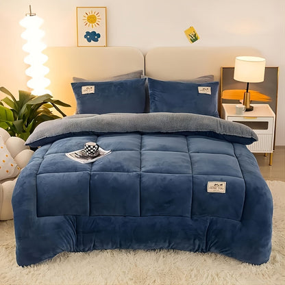 Plush Duvet For Autumn Winter Lightweight Antistatic Blue NALANI