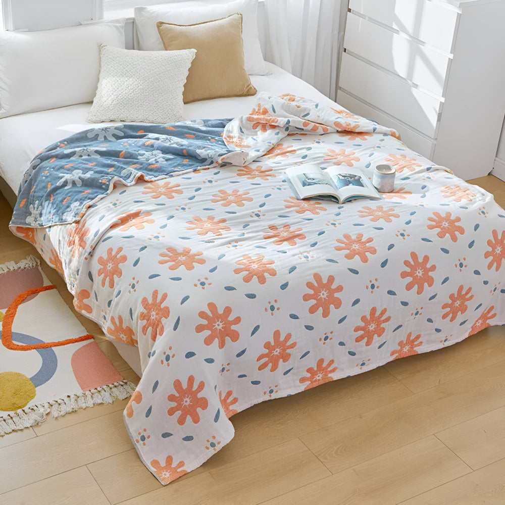 Abstract Sunny Reversible Blanket for Cozy Year-Round Comfort Neutral White NALANI