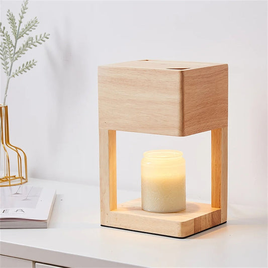Candle Warmer Table Lamp With Ambient Warm Light For Home Light Brown Dimmer switch NALANI