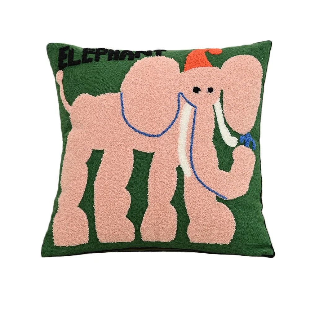 Nordic Animal Embroidery Pillow Cover 45x45 Cushion Elephant NALANI
