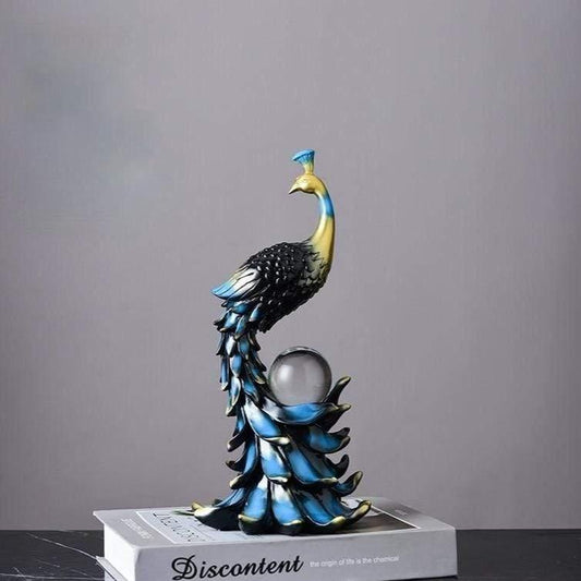 Unique Peacock Sculpture for Creative Home Decor and Elegant Spaces Azure Plume NALANI