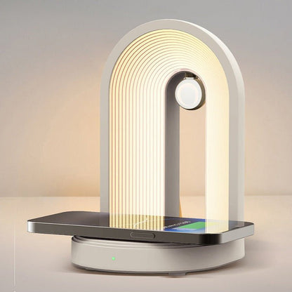 Arc Table Lamp with Wireless Charger & Bluetooth Speaker White NaLani