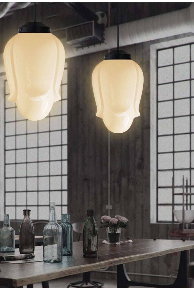 ArtCreativ | Art Deco Milk Glass Pendant Light for Vintage Interior Charm NALANI