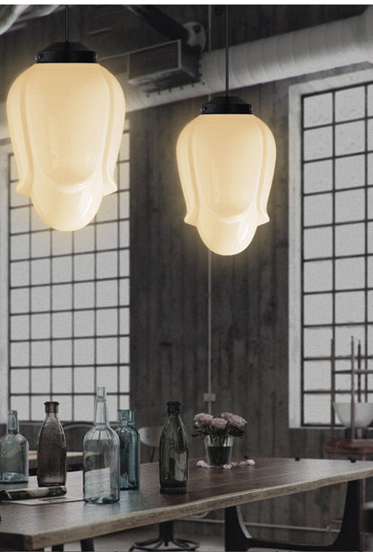 ArtCreativ | Art Deco Milk Glass Pendant Light for Vintage Interior Charm NALANI