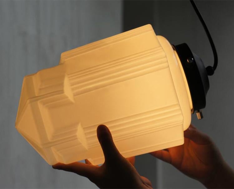 ArtCreativ | Art Deco Milk Glass Pendant Light for Vintage Interior Charm NALANI