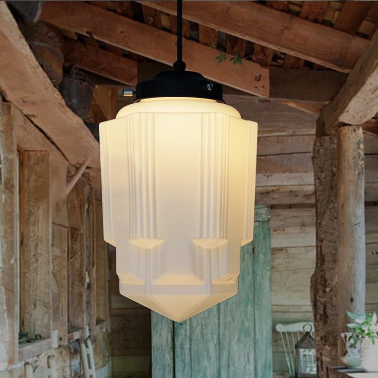 ArtCreativ | Art Deco Milk Glass Pendant Light for Vintage Interior Charm NALANI