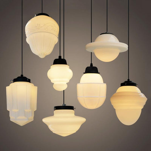 ArtCreativ | Art Deco Milk Glass Pendant Light for Vintage Interior Charm NALANI