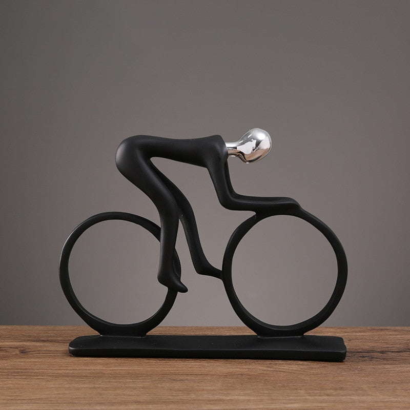 ArtCreativ | Nordic Abstract Cyclist Sculpture - Unique Home Decor Piece Silver NALANI