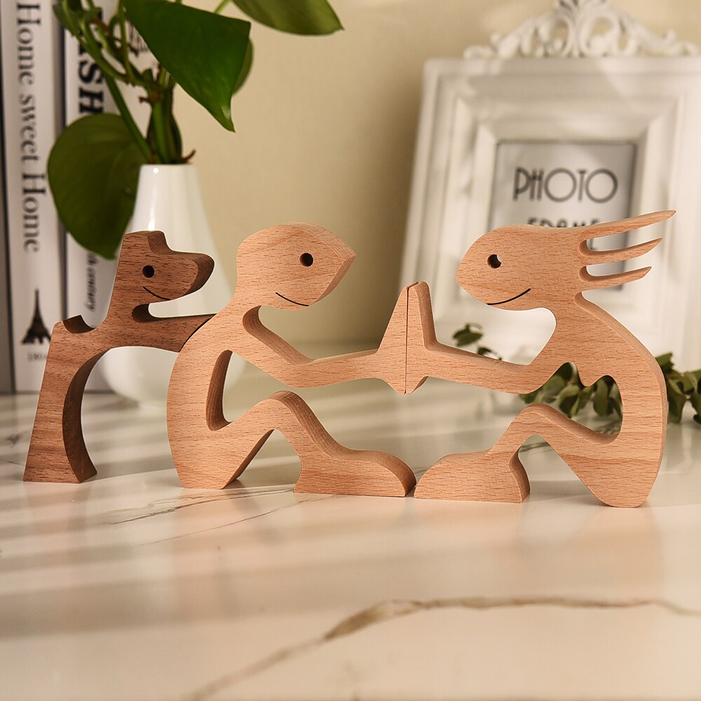 ArtCreativ Nordic Wooden Dog Sculptures for Home and Office Decor NALANI