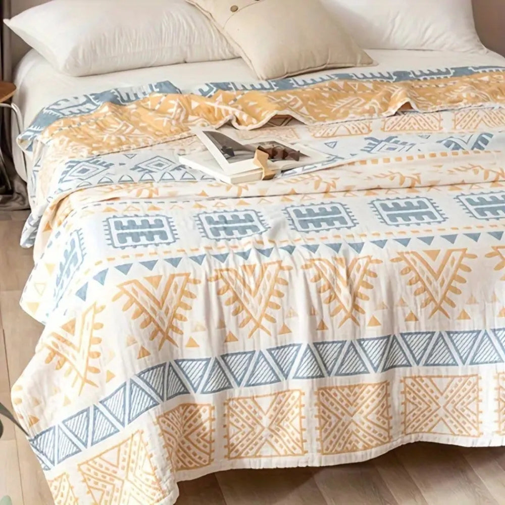 Aztec Layers Pure Cotton Blanket for Cozy Home Comfort NALANI