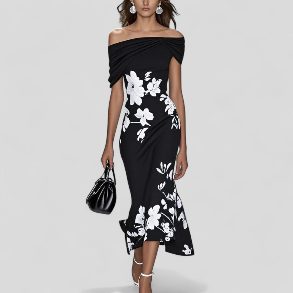 Isabrunel | Elegant Midi Dress With Statement Print And Day Comfort