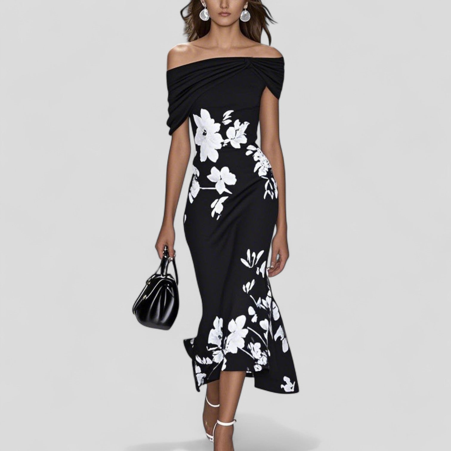 Isabrunel | Elegant Midi Dress With Statement Print And Day Comfort