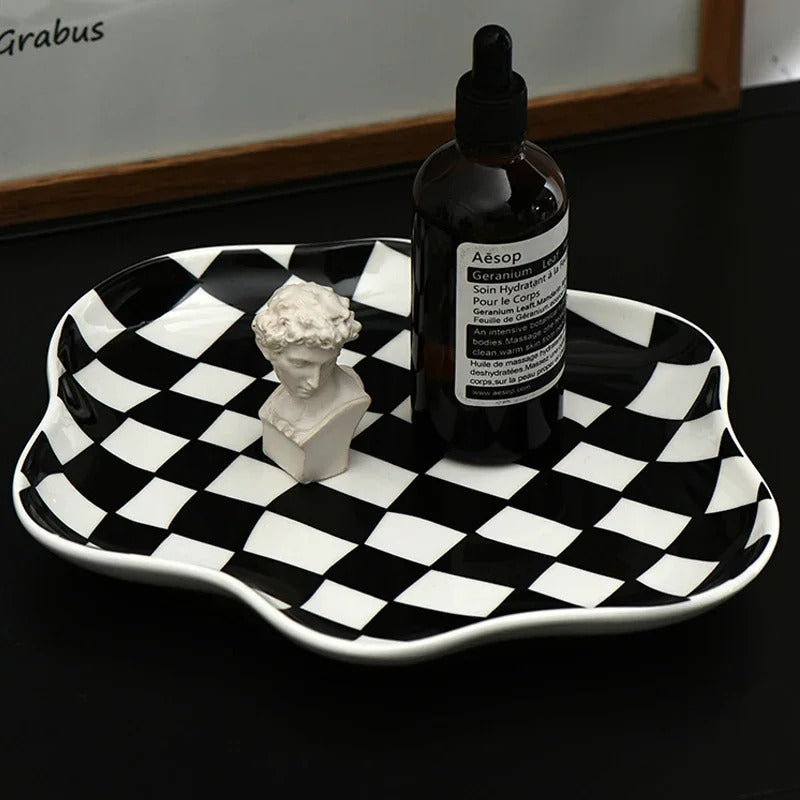 Retro Checkered Tray For Picnic And Home Decor Atmosphere NALANI