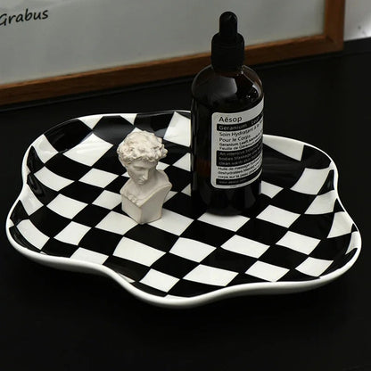 Retro Checkered Tray For Picnic And Home Decor Atmosphere NALANI