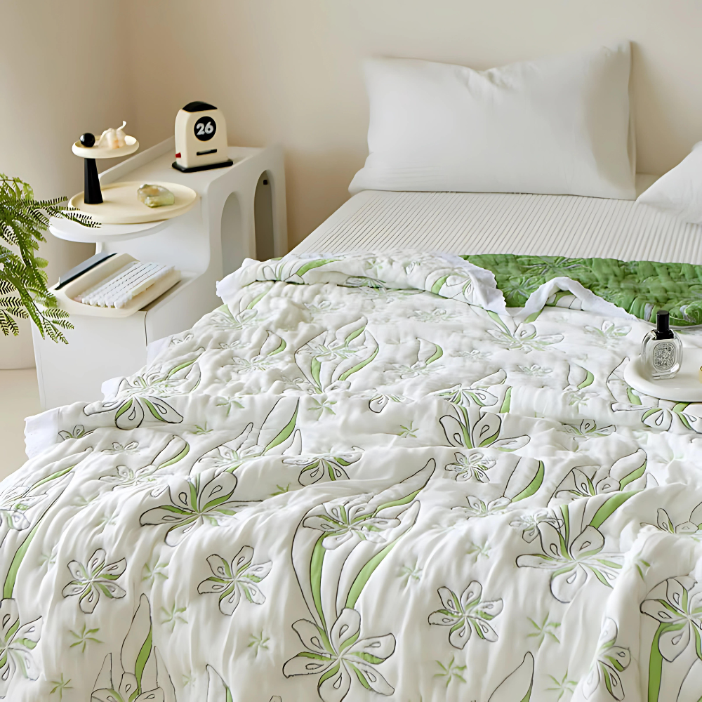 Bamboo Fibre Fresh Style Floral Blanket for Cooling Comfort NALANI