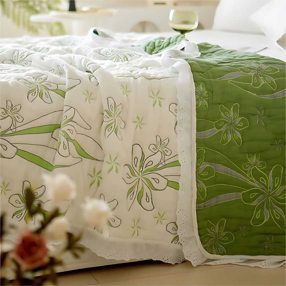 Bamboo Fibre Fresh Style Floral Blanket for Cooling Comfort NALANI