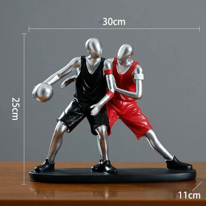 Basketball Player Home Decor Ornaments for Sports Enthusiasts Set of 2 Silver NALANI