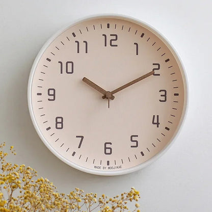 Noiseless Japanese Style Bamboo Wall Clock for Modern Homes Pink NALANI