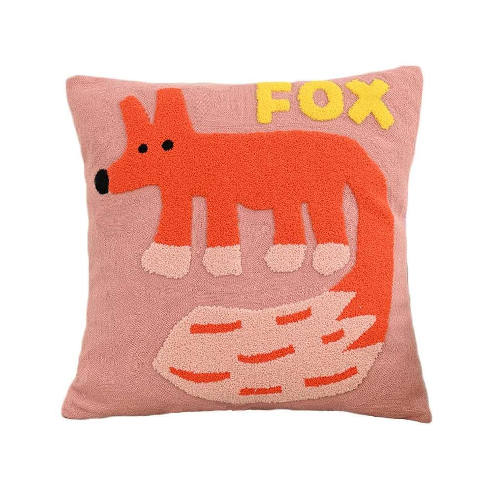 Nordic Animal Embroidery Pillow Cover 45x45 Cushion Fox NALANI