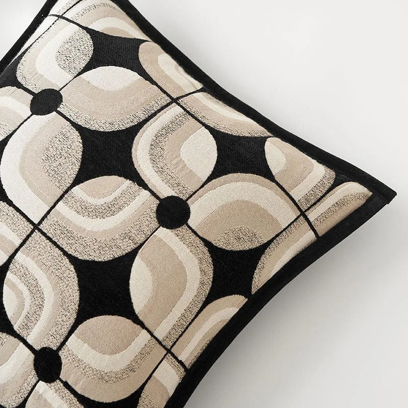 Black Khaki Geometric Cushion Cover – Modern Decorative Accent Pillow NALANI