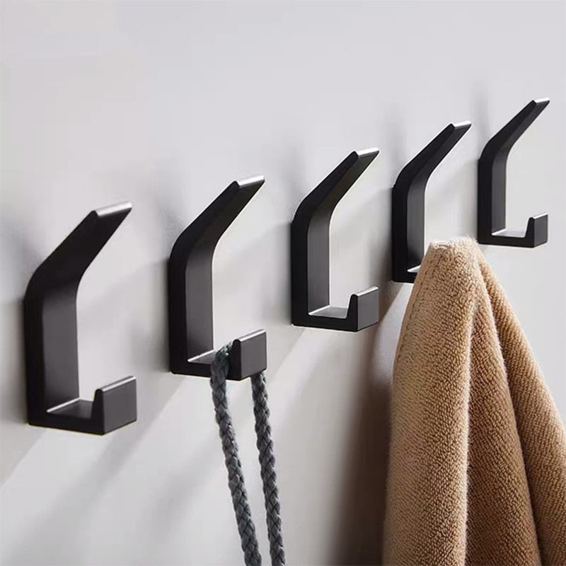 Black & White Aluminum Wall Hooks Decorative for Modern Storage Black 5 x Hooks NALANI