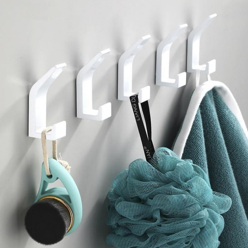 Black & White Aluminum Wall Hooks Decorative for Modern Storage White 5 x Hooks NALANI