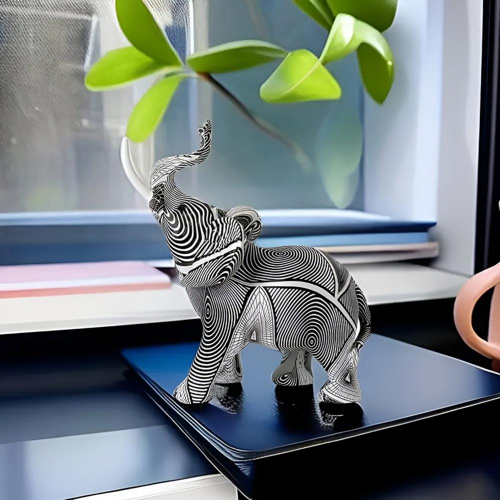 Black & White Spiral Elephant Figurine for Elegant Home Décor NALANI