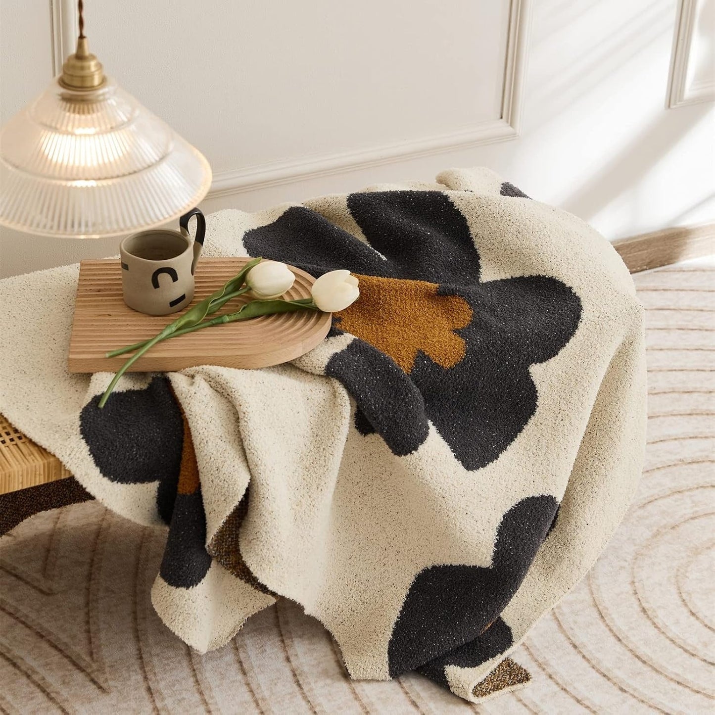 Bloom Floral Knitted Blanket for Cozy Home Elegance NALANI