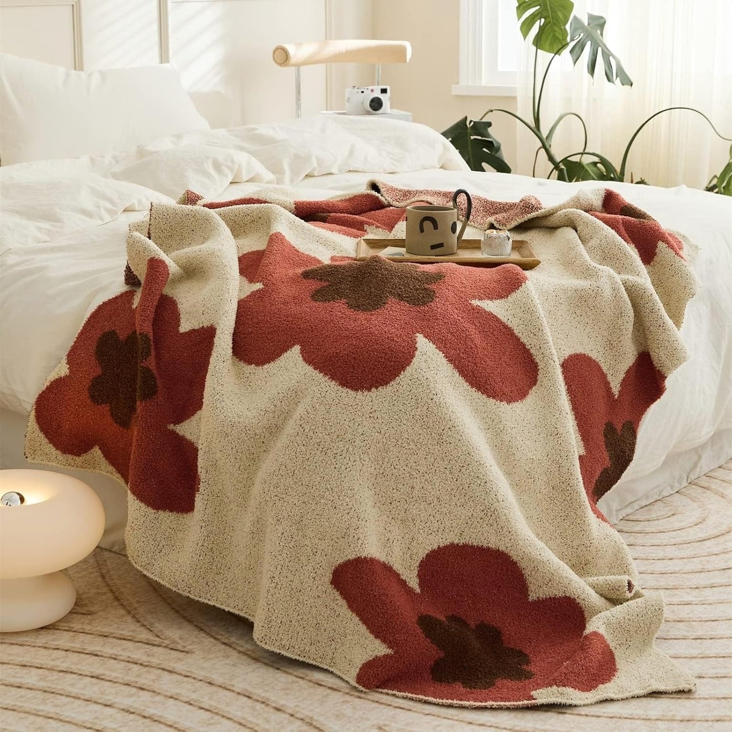 Bloom Floral Knitted Blanket for Cozy Home Elegance NALANI