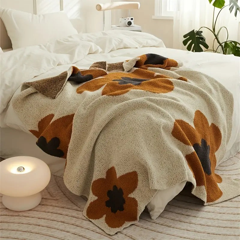 Bloom Floral Knitted Blanket for Cozy Home Elegance NALANI