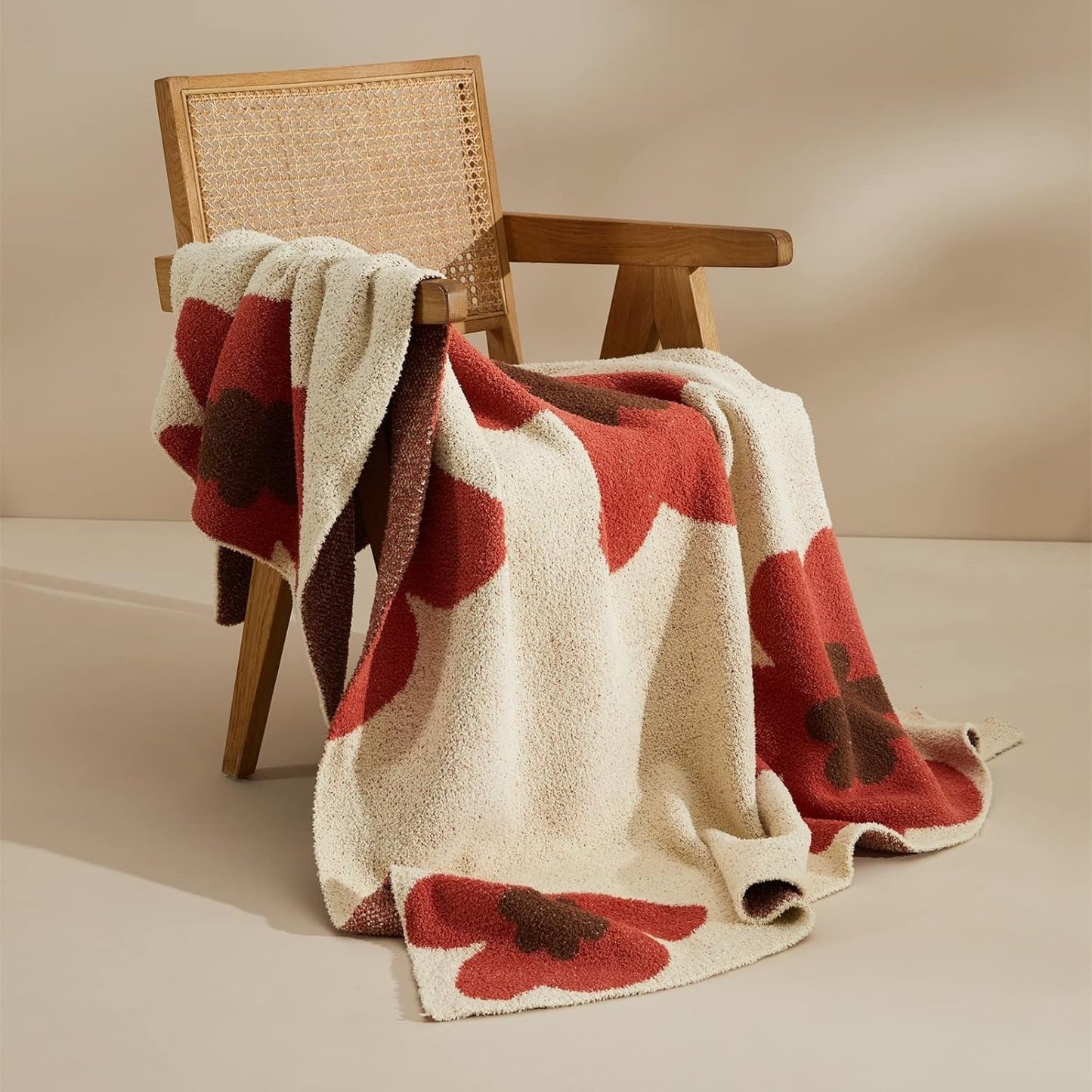 Bloom Floral Knitted Blanket for Cozy Home Elegance Candy Red 120x150cm NALANI