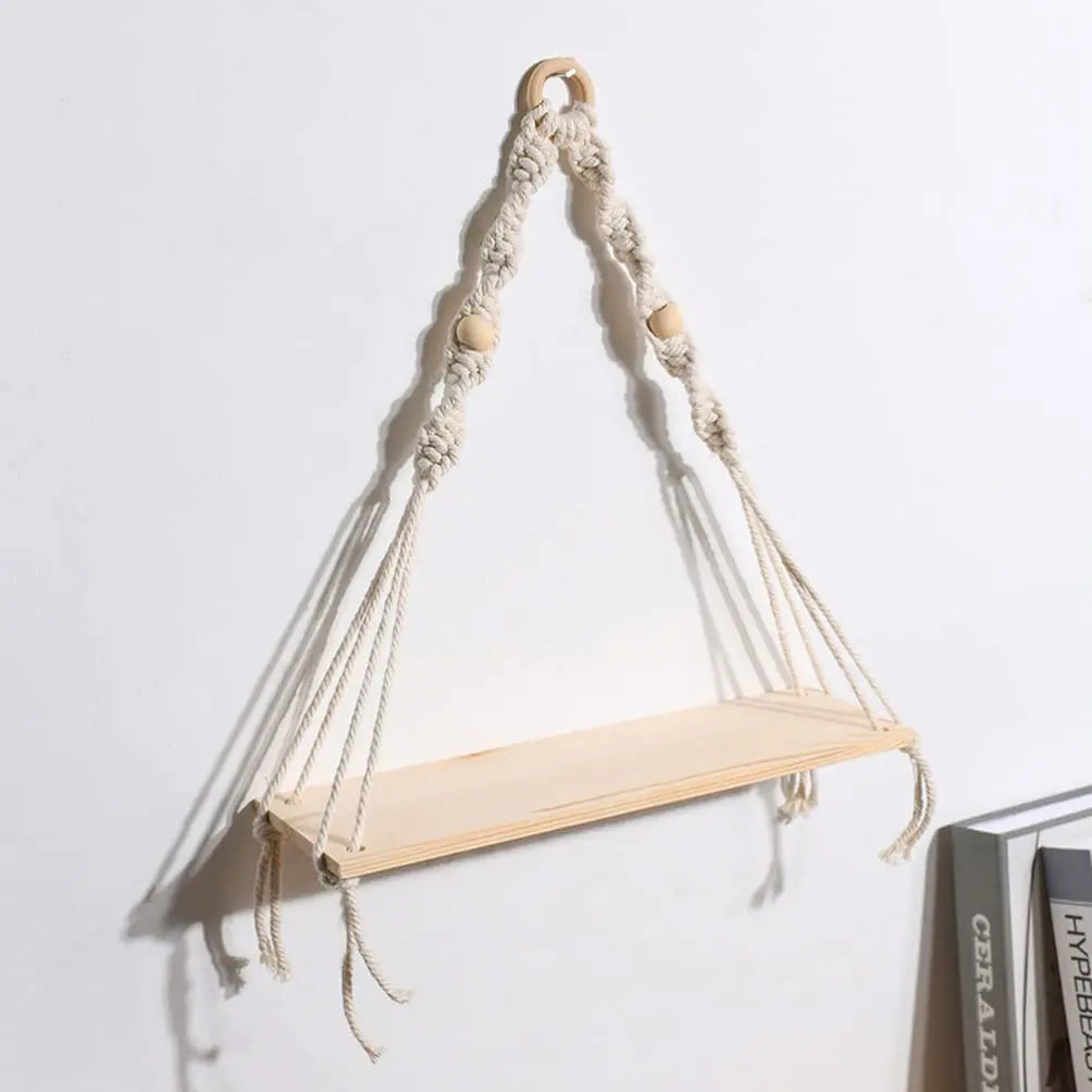 Boho Macrame Shelf Rustic Decor for Stylish Home Display Natural NALANI