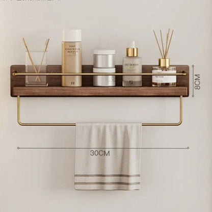 Bamboo Wall Mounted Coat Rack Shelf For Bathroom Entryway Walnut B 45cm NALANI