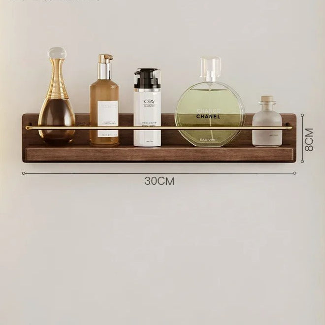 Bamboo Wall Mounted Coat Rack Shelf For Bathroom Entryway Walnut A 30cm NALANI