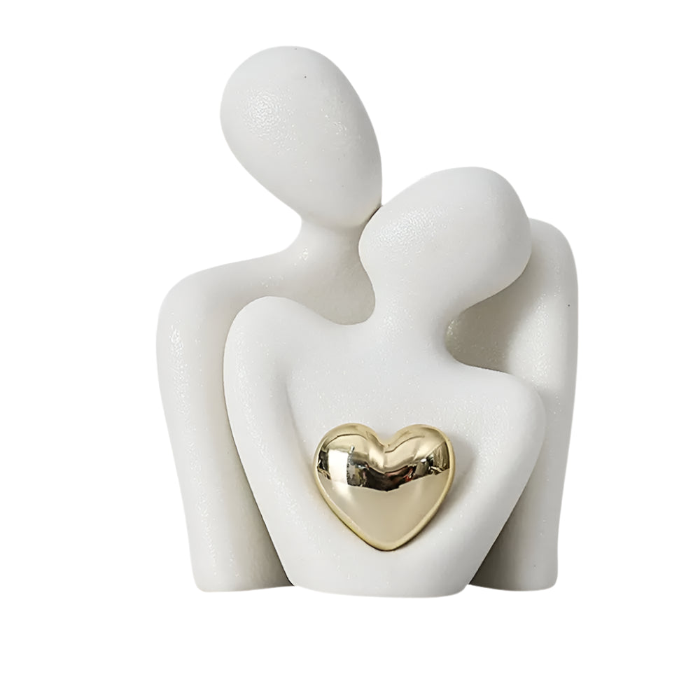 Caran d’Artis | Couple Hugging Abstract Sculpture for Home Decor and Elegance White NALANI