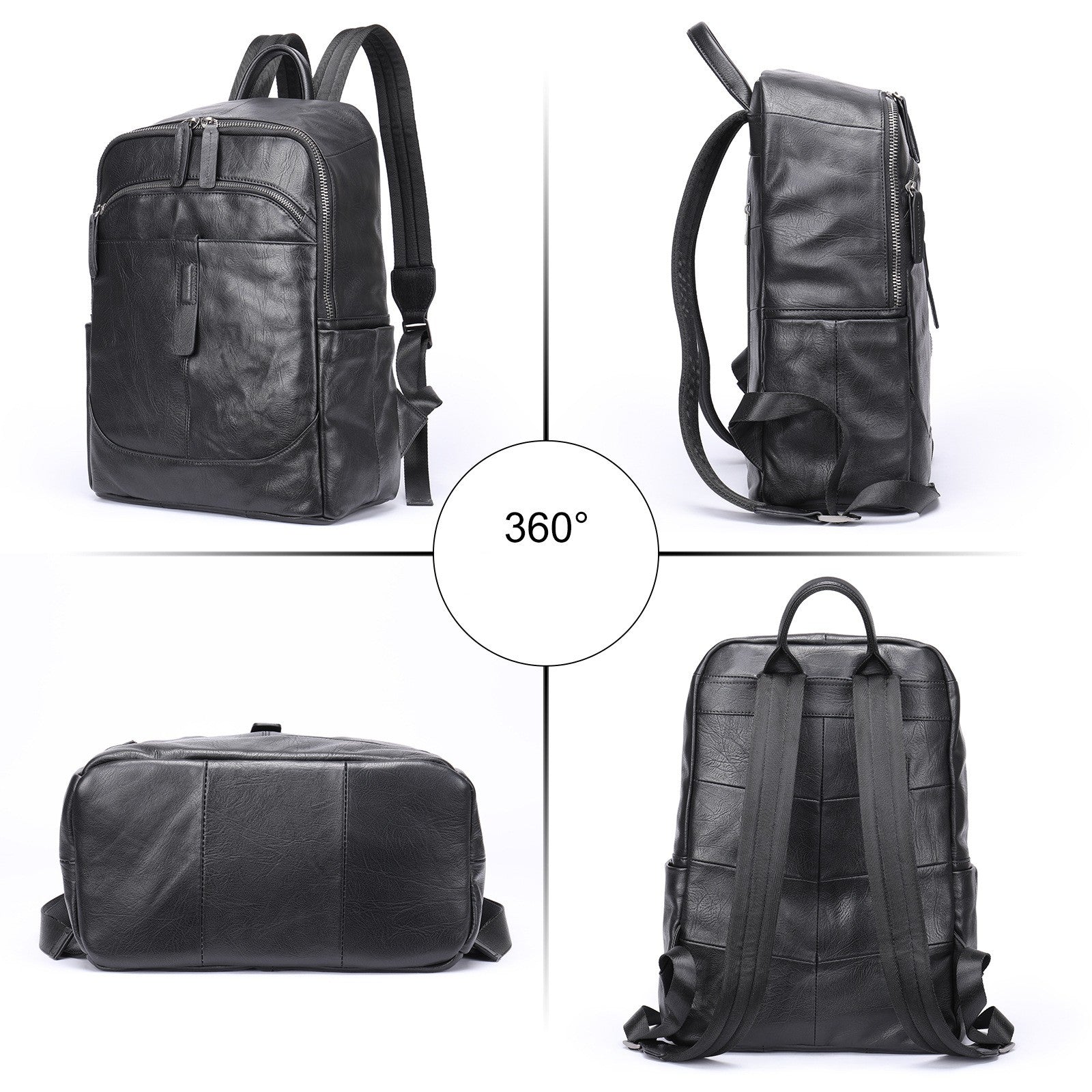 Leather Laptop Backpack 15.6 Inch For Business Travel-Handtassen-NaLani