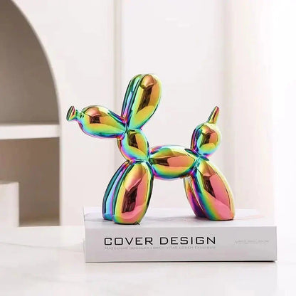Mini Ceramic Balloon Dog Ornament for Playful Home Decor Rainbow 11x11x4cm NALANI