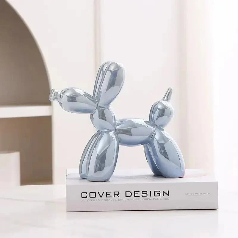 Mini Ceramic Balloon Dog Ornament for Playful Home Decor Pearl blue 11x11x4cm NALANI