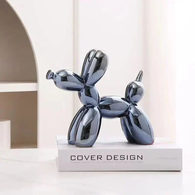 Mini Ceramic Balloon Dog Ornament for Playful Home Decor Navy blue 11x11x4cm NALANI