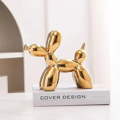 Mini Ceramic Balloon Dog Ornament for Playful Home Decor Gold 11x11x4cm NALANI