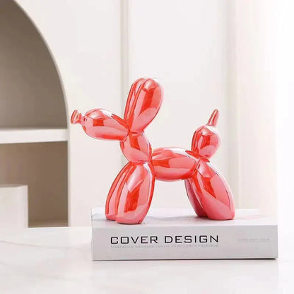 Mini Ceramic Balloon Dog Ornament for Playful Home Decor Orange 11x11x4cm NALANI