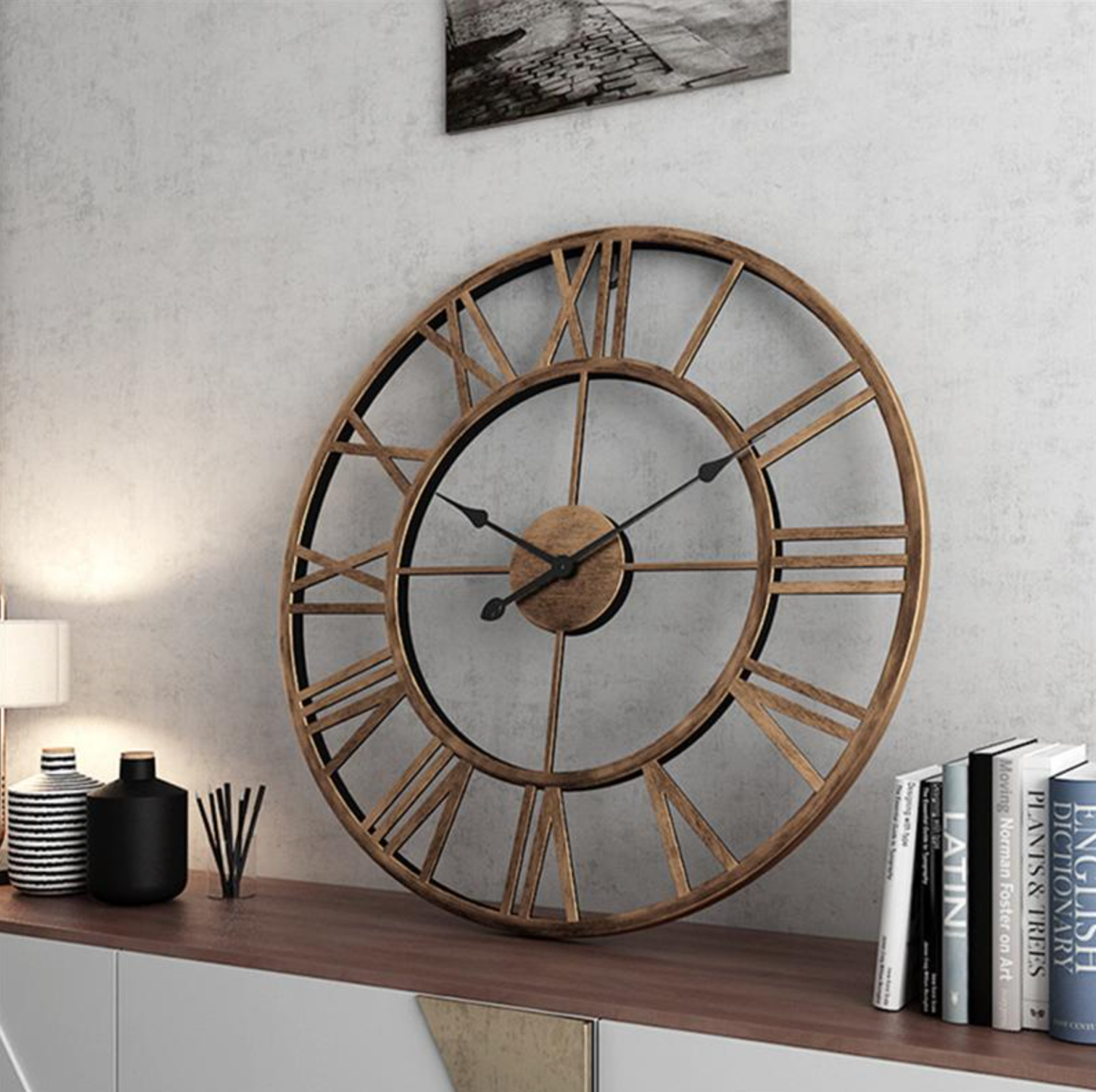 Cirquio | Gold or Bronze Skeleton Wall Clock - Elegant Design for Home Decor Bronze - 40 x 40cm NALANI