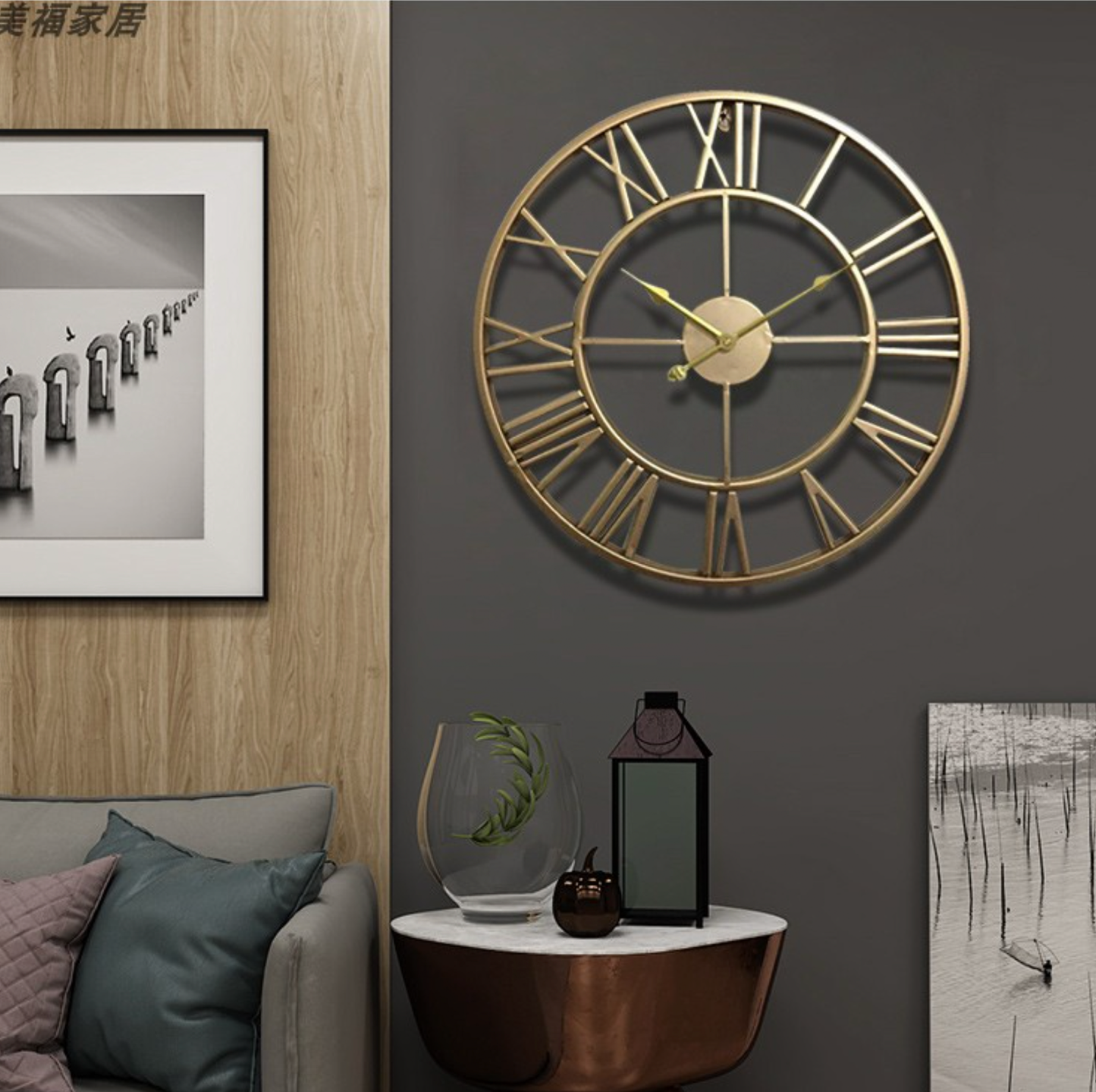 Cirquio | Gold or Bronze Skeleton Wall Clock - Elegant Design for Home Decor Gold - 40 x 40cm NALANI