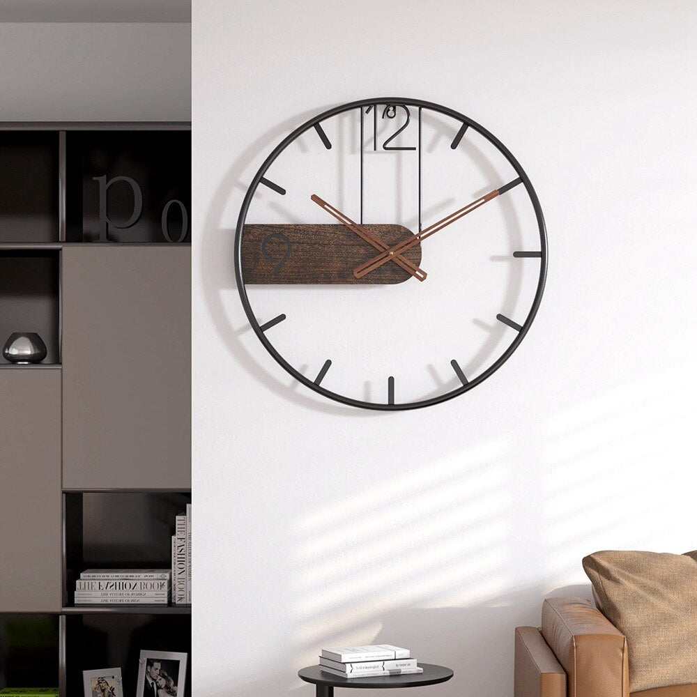 Cirquio | Stylish Steel Walnut Wall Clock for Modern Home Decor NALANI