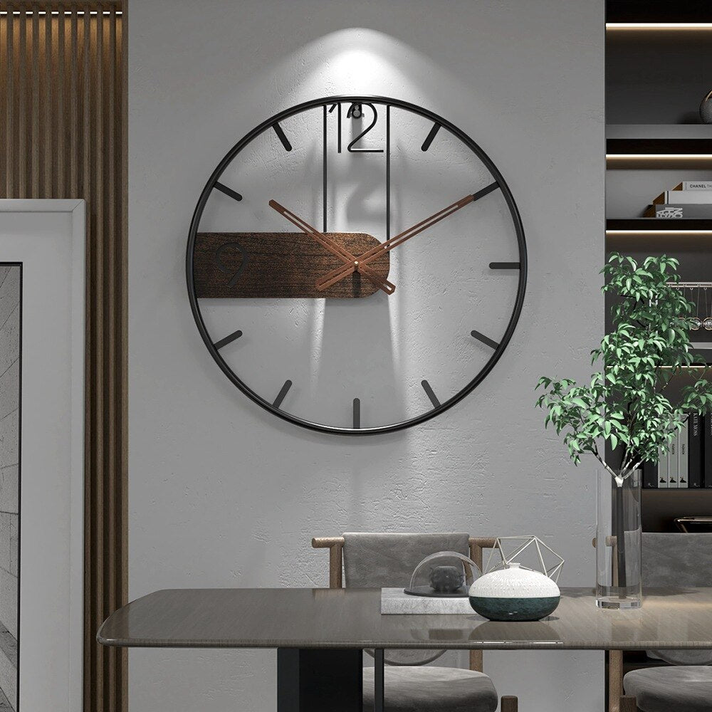 Cirquio | Stylish Steel Walnut Wall Clock for Modern Home Decor NALANI