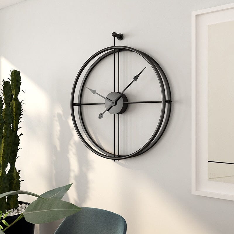 Clovian | Nordic Luxury Large Wall Clock - Elegant Geometric Design Decor Black NALANI