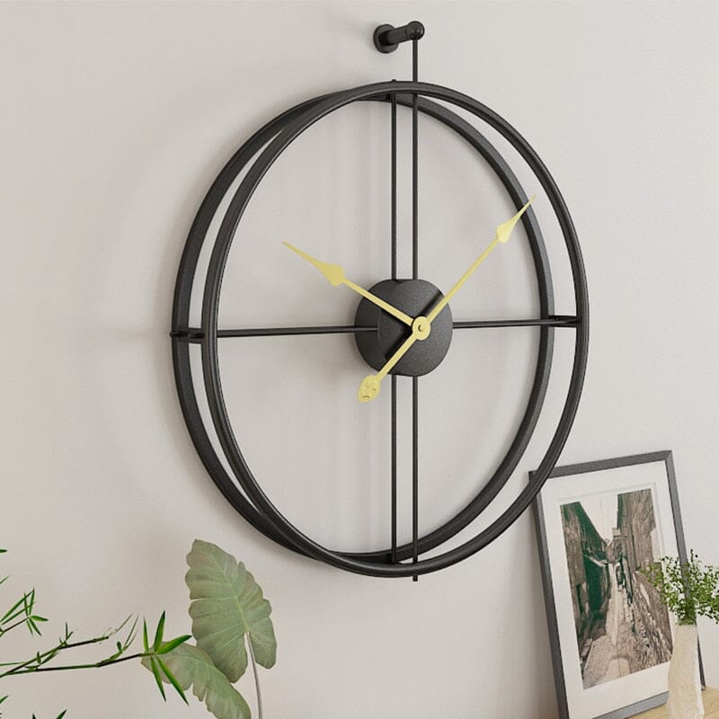 Clovian | Nordic Luxury Large Wall Clock - Elegant Geometric Design Decor Black & Gold NALANI