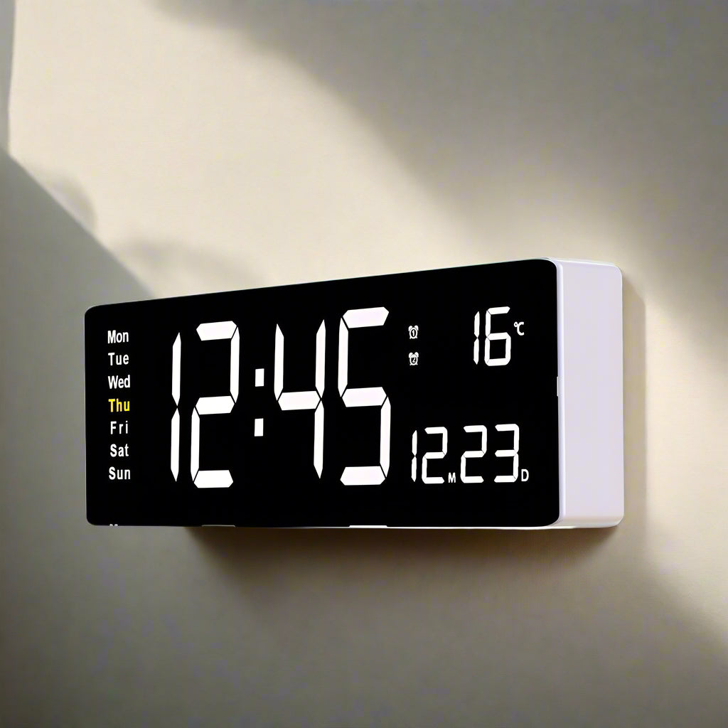 Colourful Acrylic Digital Clock L - White with white border NALANI